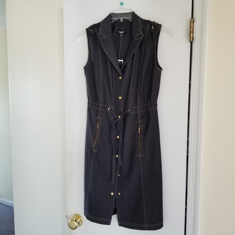 Premises Sleeveless Dark Indigo Snap Front Dress (size 2)